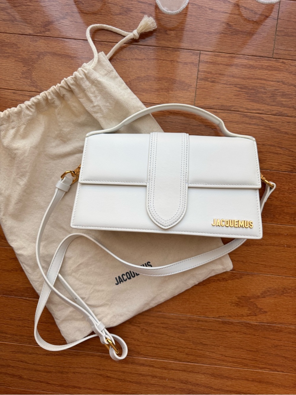 Jacquemus Le Grand Bambino Leather Top-Handle Bag White